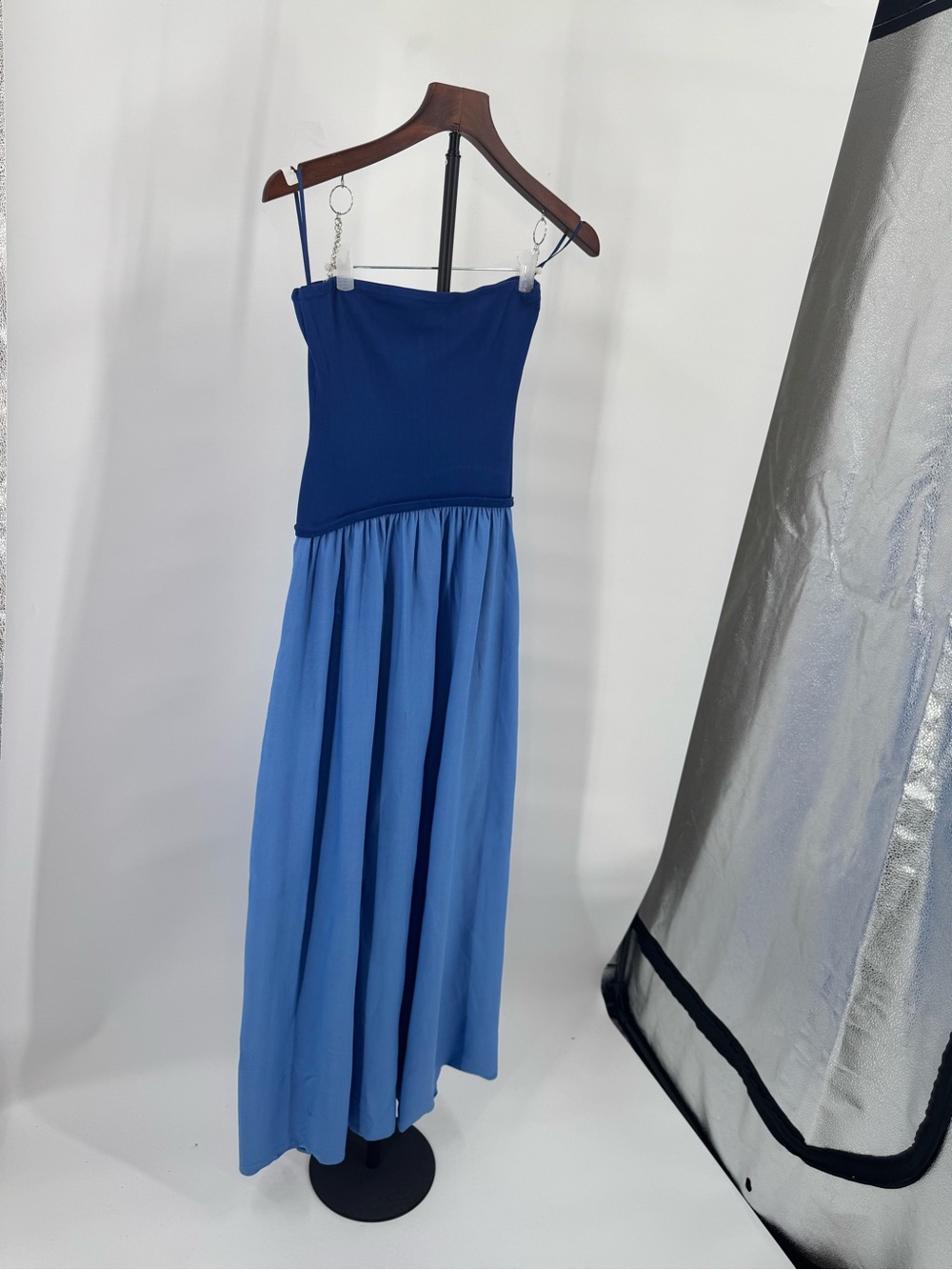 SOLID & STRIPED Two-Tone Blue Strapless Maxi Dress - Picture 6 of 12